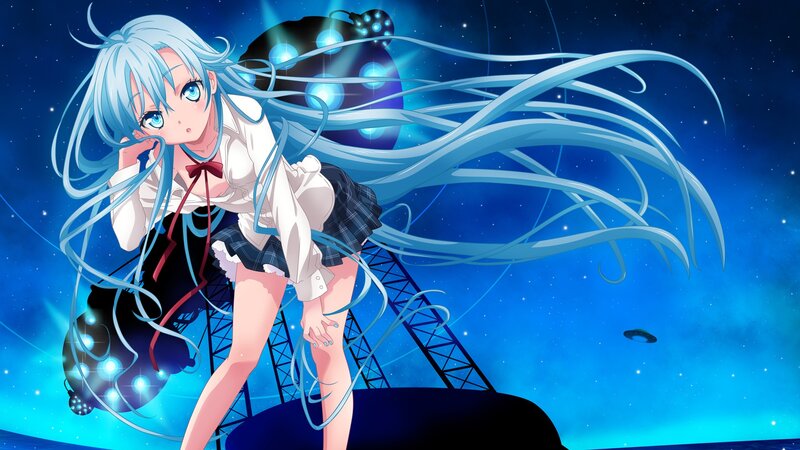 anime girl with blue hair