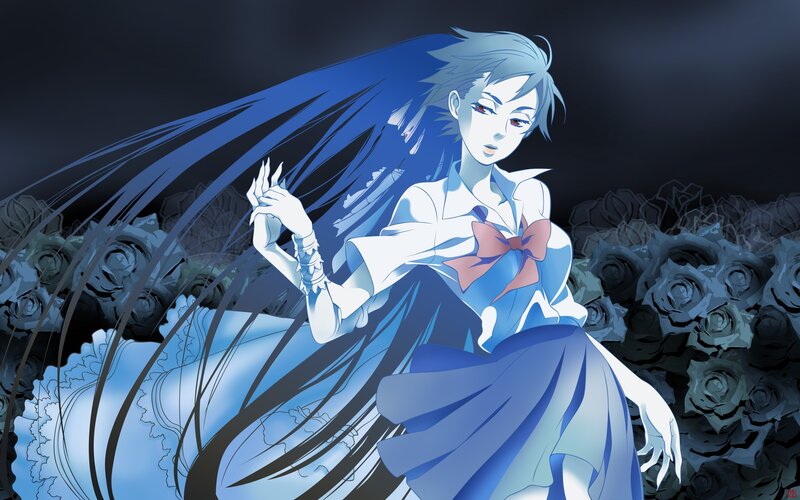 anime girl with blue hair
