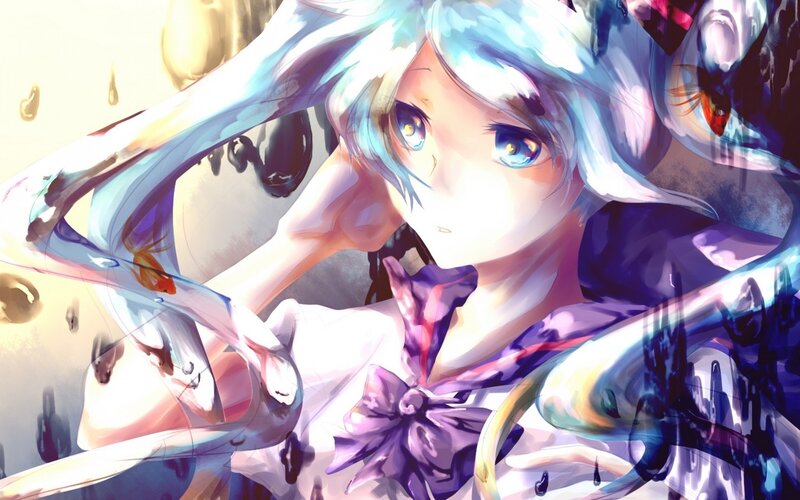 anime girl with blue hair