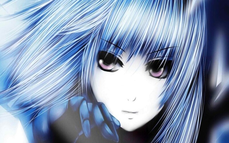 anime girl with blue hair
