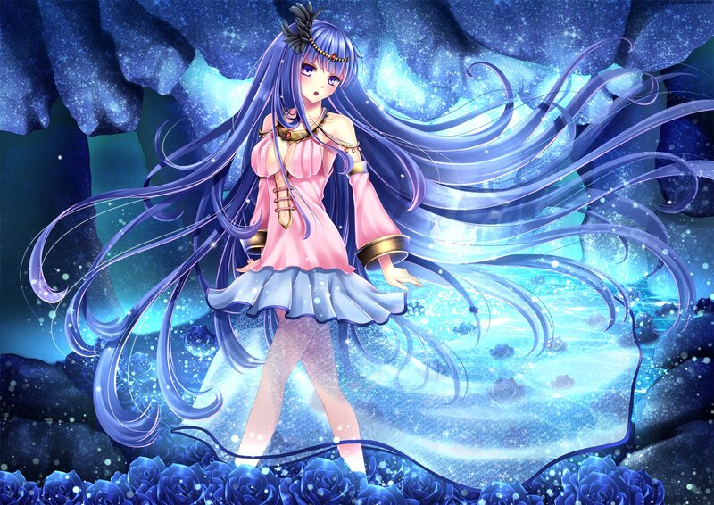 anime girl with blue hair
