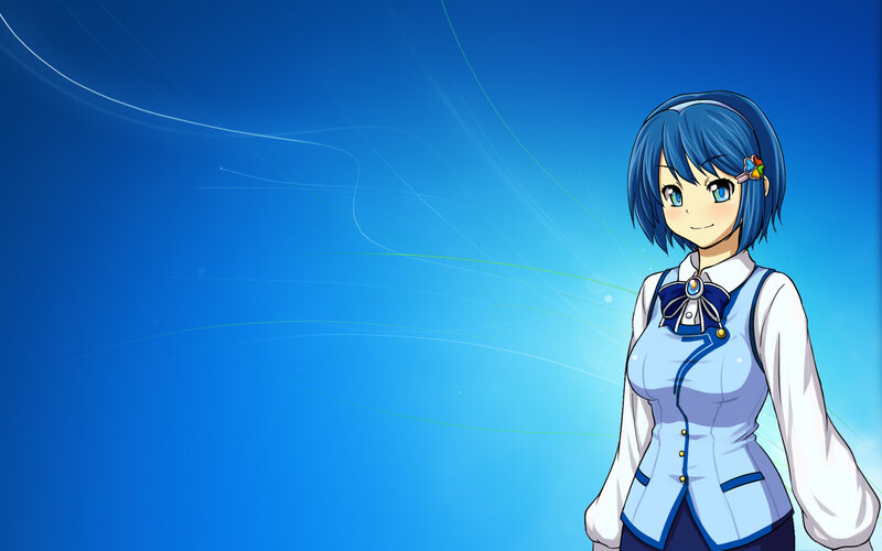 anime girl with blue hair