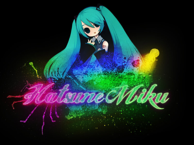 Anime Girl with Blue Hair — Black, Vibrant