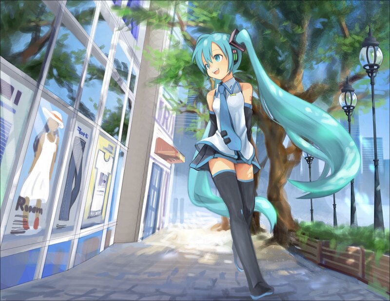 Anime Girl with Blue Hair — Bright, Afternoon, Digital Art
