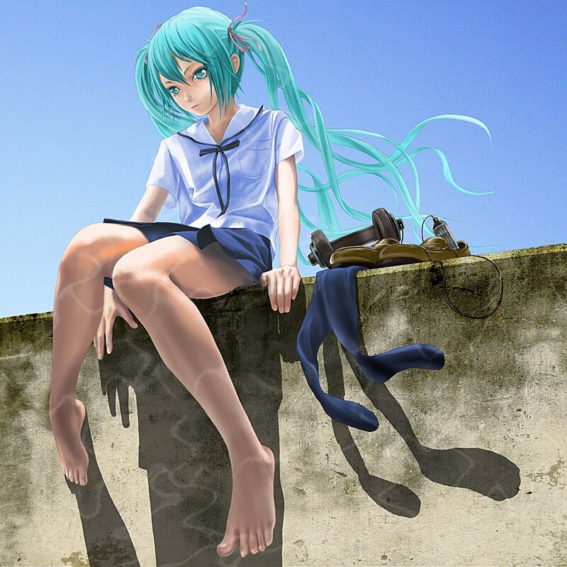 Anime Girl with Blue Hair — Calm, Afternoon