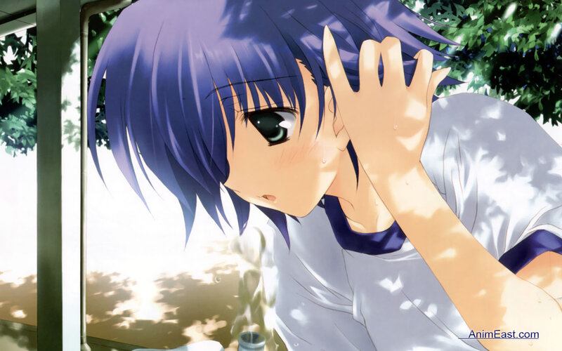 Anime Girl with Blue Hair — Calm, Afternoon, Tree