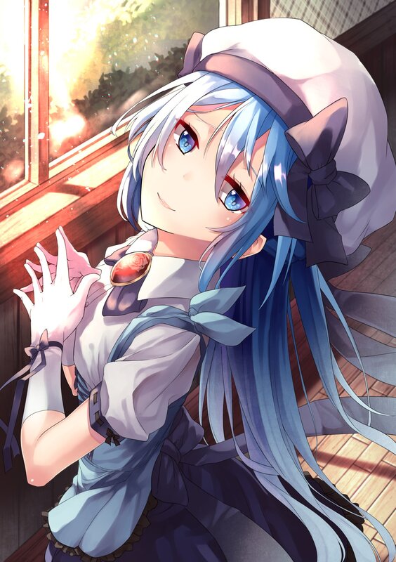 Anime Girl with Blue Hair — Calm, Afternoon, Window