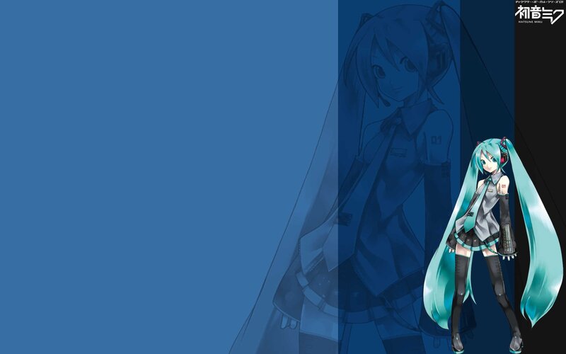 Anime Girl with Blue Hair — Calm, Blue Background
