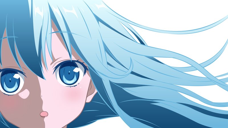 Anime Girl with Blue Hair — Calm, Blue Eyes