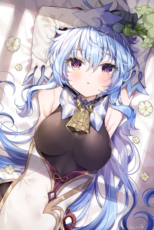 Anime Girl with Blue Hair — Calm, Digital Art, Bell