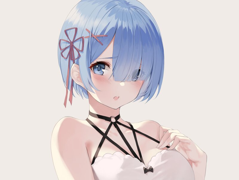 Anime Girl with Blue Hair — Calm, Digital Art, Bow