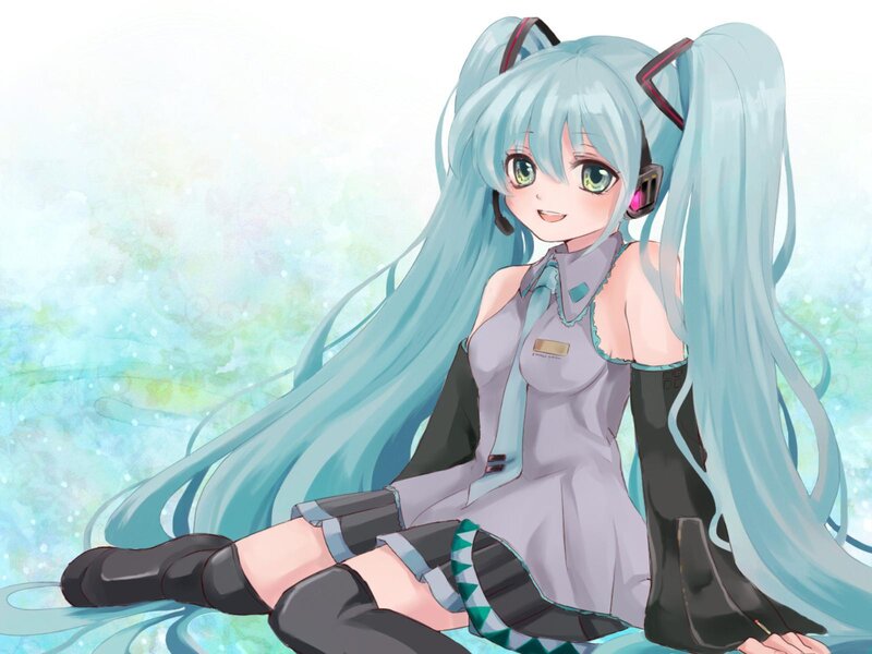 Anime Girl with Blue Hair — Calm, Digital Art