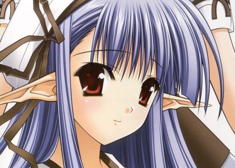 Anime Girl with Blue Hair — Calm, Elf Ears