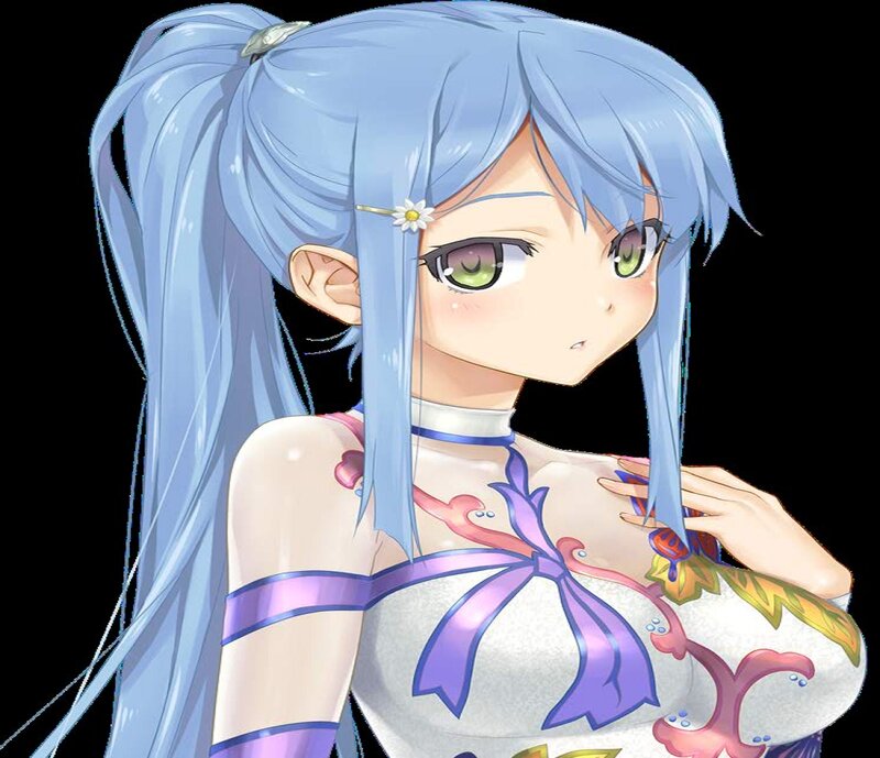 Anime Girl with Blue Hair — Calm, Flower