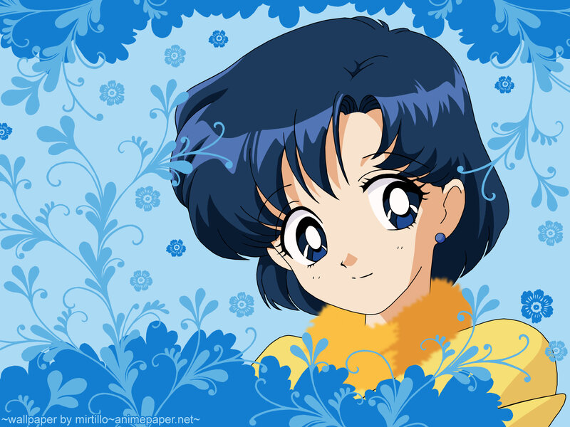 Anime Girl with Blue Hair — Calm, Flowers