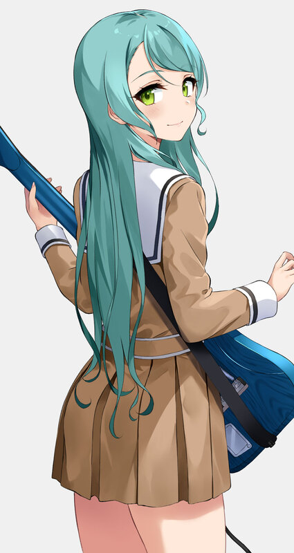 Anime Girl with Blue Hair — Calm, Guitar Case