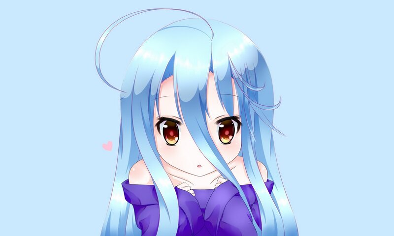 Anime Girl with Blue Hair — Calm, Heart