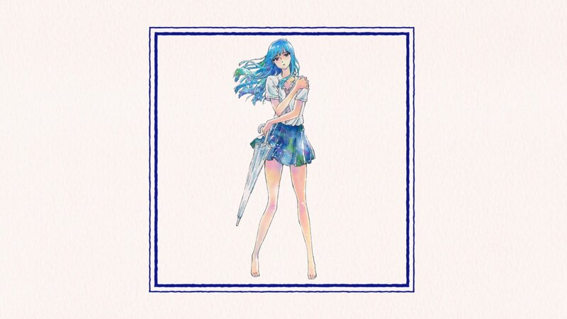 Anime Girl with Blue Hair — Calm, Illustration