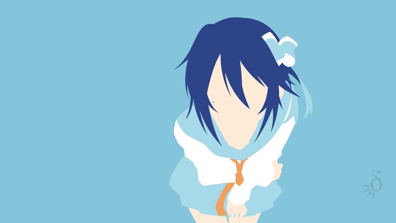 Anime Girl with Blue Hair — Calm, Minimalist