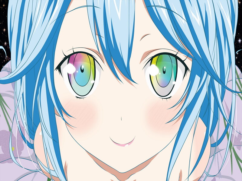 Anime Girl with Blue Hair — Calm, Night, Eyes