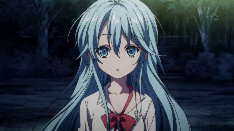 Anime Girl with Blue Hair — Calm, Night, School Uniform