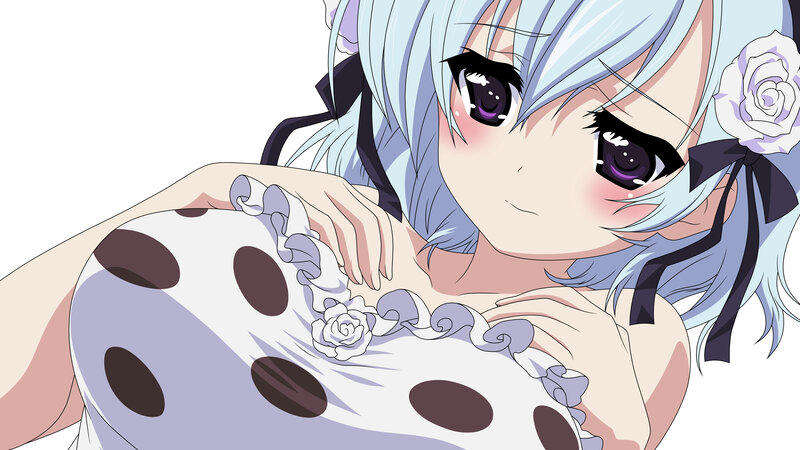 Anime Girl with Blue Hair — Calm, Polka Dots