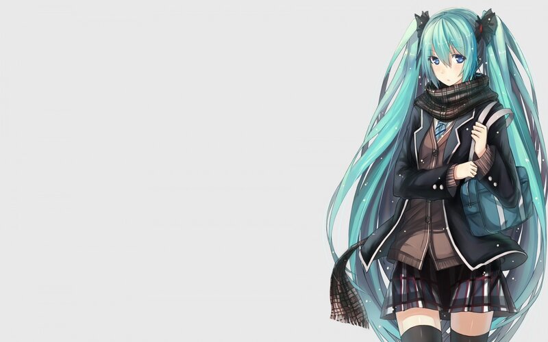 Anime Girl with Blue Hair — Calm, Scarf