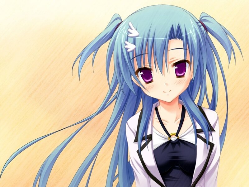Anime Girl with Blue Hair — Calm, School Uniform