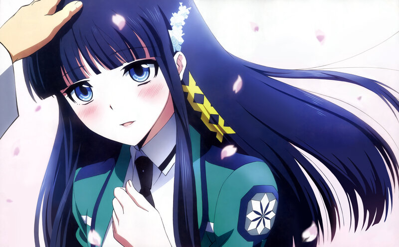 Anime Girl with Blue Hair — Calm, Spring, School Uniform