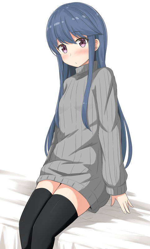Anime Girl with Blue Hair — Calm, Sweater