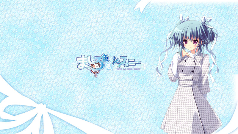 Anime Girl with Blue Hair — Calm, Winter, Cat