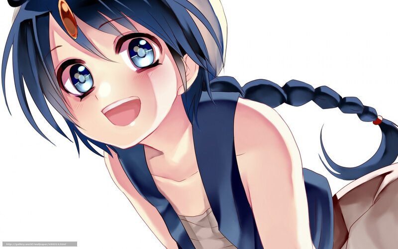 Anime Girl with Blue Hair — Cheerful, Blue Eyes, Braid