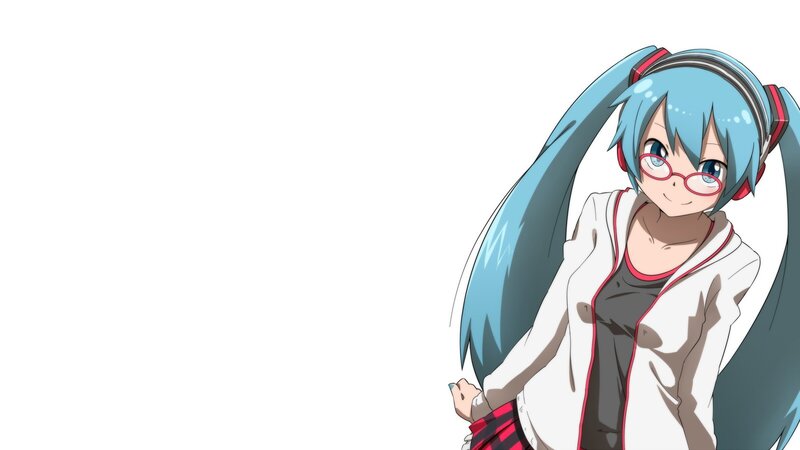 Anime Girl with Blue Hair — Cheerful, Glasses