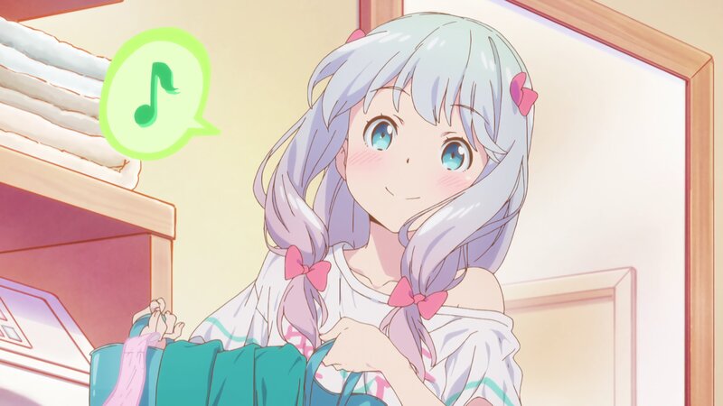 Anime Girl with Blue Hair — Cheerful, Morning
