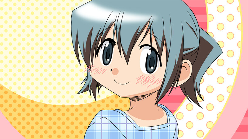 Anime Girl with Blue Hair — Cheerful, Polka Dots
