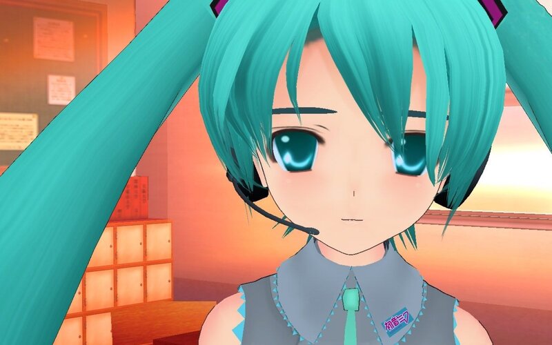 Anime Girl with Blue Hair — Cyan, Calm, Sunset