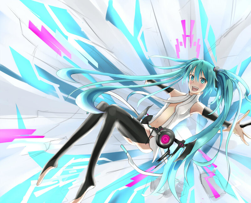 Anime Girl with Blue Hair — Cyan, Dynamic, Digital Art