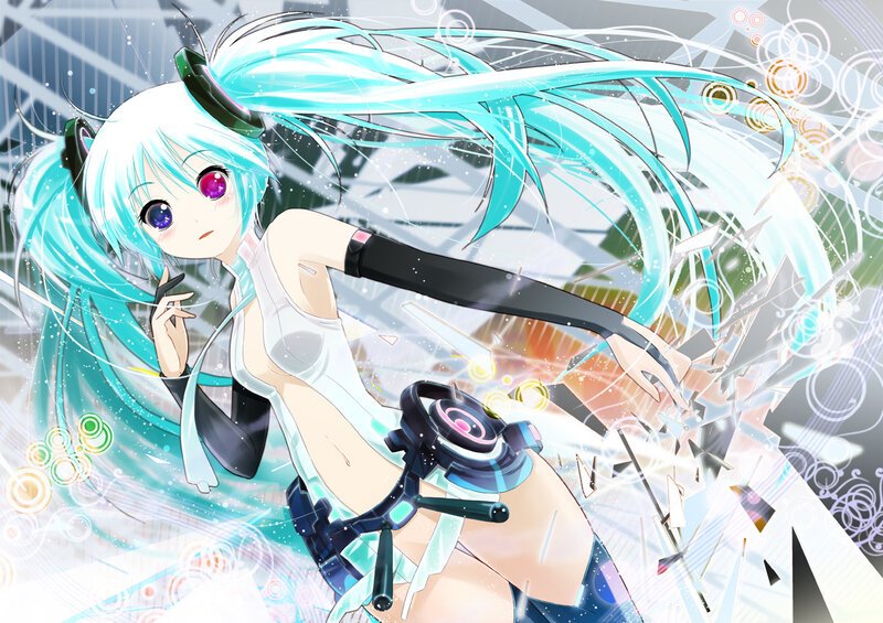 Anime Girl with Blue Hair — Cyan, Dynamic, Energetic