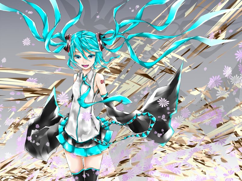 Anime Girl with Blue Hair — Cyan, Dynamic, Spring, Digital Art