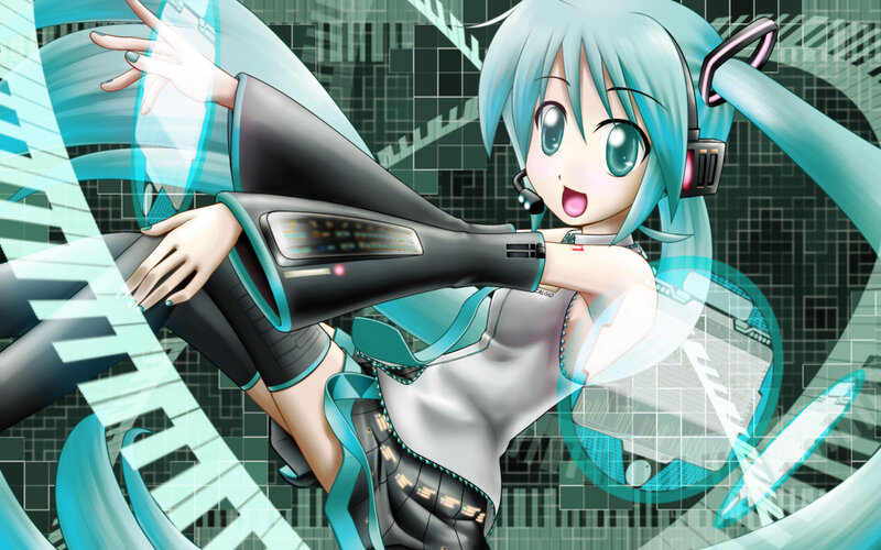 Anime Girl with Blue Hair — Cyan, Energetic, Headset