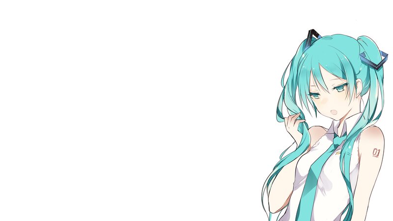 Anime Girl with Blue Hair — Cyan, Neutral, White Background