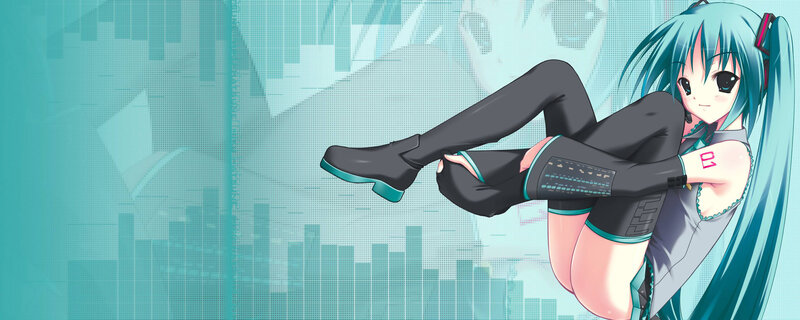 Anime Girl with Blue Hair — Cyan, Playful, Digital Art, Long Hair, Cityscape