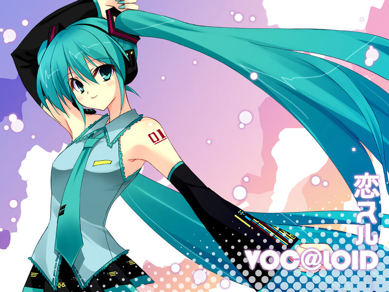 Anime Girl with Blue Hair — Cyan, Playful, Digital Art, Long Hair, Headset, Tie