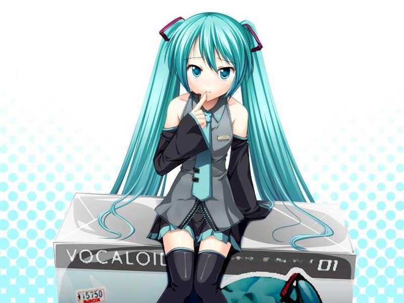 Anime Girl with Blue Hair — Cyan, Playful, Digital Art, Long Hair, Pigtails