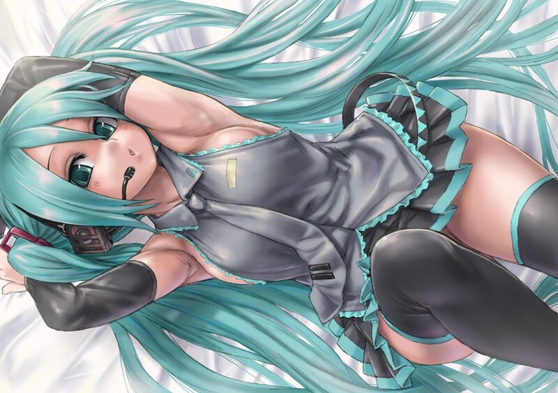 Anime Girl with Blue Hair — Cyan, Relaxed