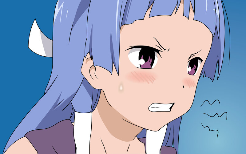 Anime Girl with Blue Hair — Determined, Blue Hair