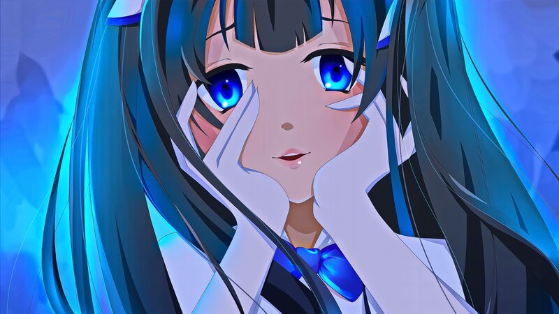 Anime Girl with Blue Hair — Dramatic, Blue Eyes, White Gloves, School Uniform