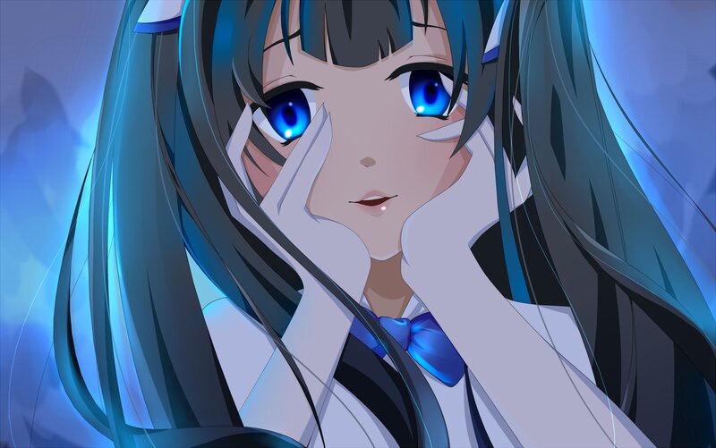 Anime Girl with Blue Hair — Dramatic, Blue Eyes, White Gloves