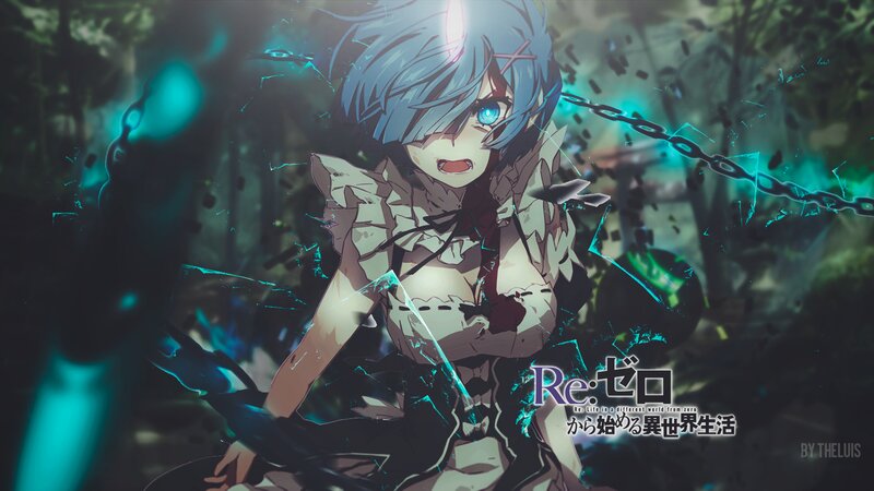 Anime Girl with Blue Hair — Dramatic, Chains
