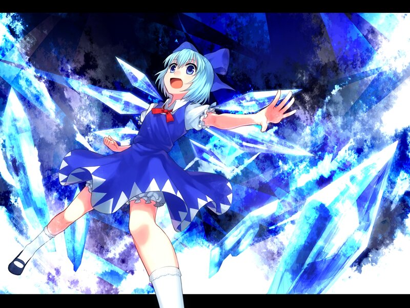 Anime Girl with Blue Hair — Dramatic, Crystals